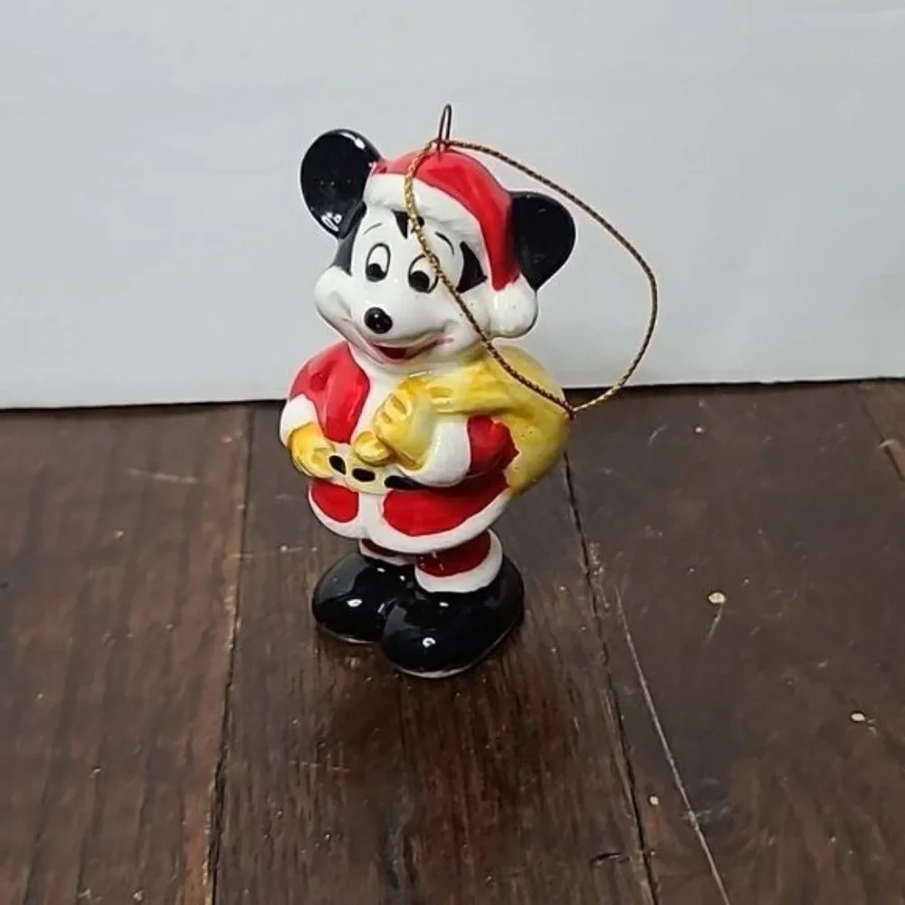 Vintage Disney Mickey Mouse Santa Hanging Christmas Tree Ornament Japan